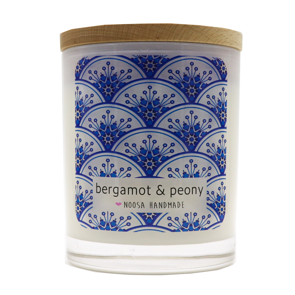 Indigo Jar Candle - Bergamot & Peony - Noosa Handmade