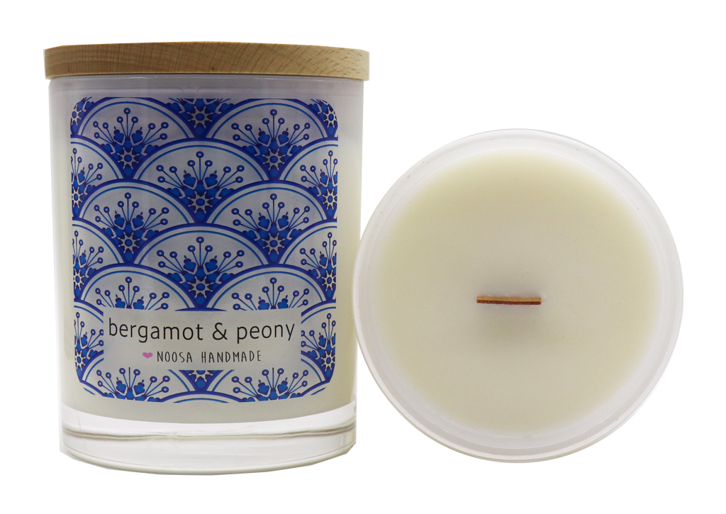 Indigo Jar Candle - Bergamot & Peony - Noosa Handmade